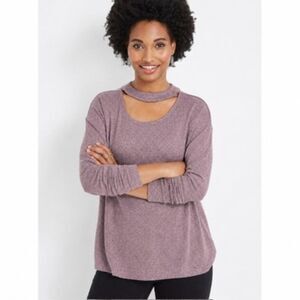 NWT Maurices Size MEDIUM Solid Cut Out Mock Neck Long sleeve Top Casual